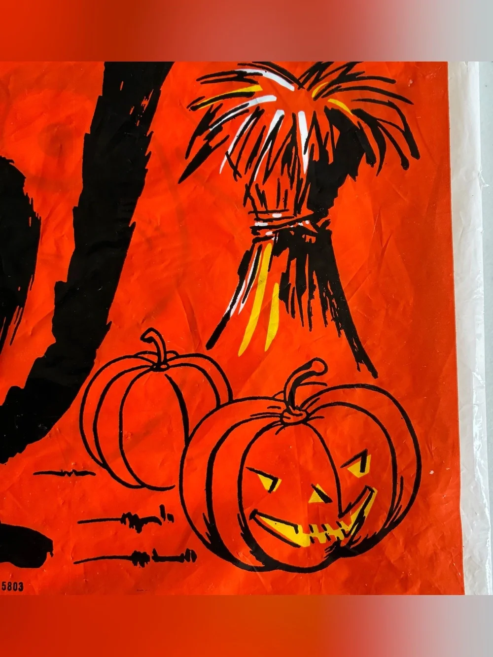 Vtg Halloween 2 Sided Black Cat Plastic Trick Or Treat Bag Witch Decoration Snap
